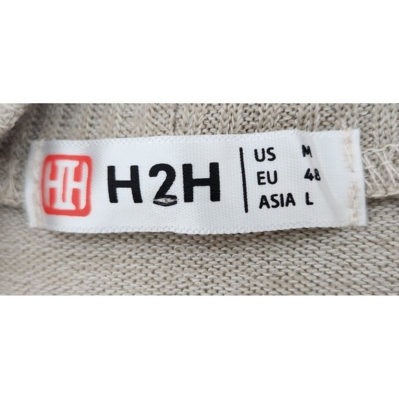 H2H Beige 4 Button Shawl Collar Knitted Cardigan Sweater Mens Size Medium - Picture 3 of 7